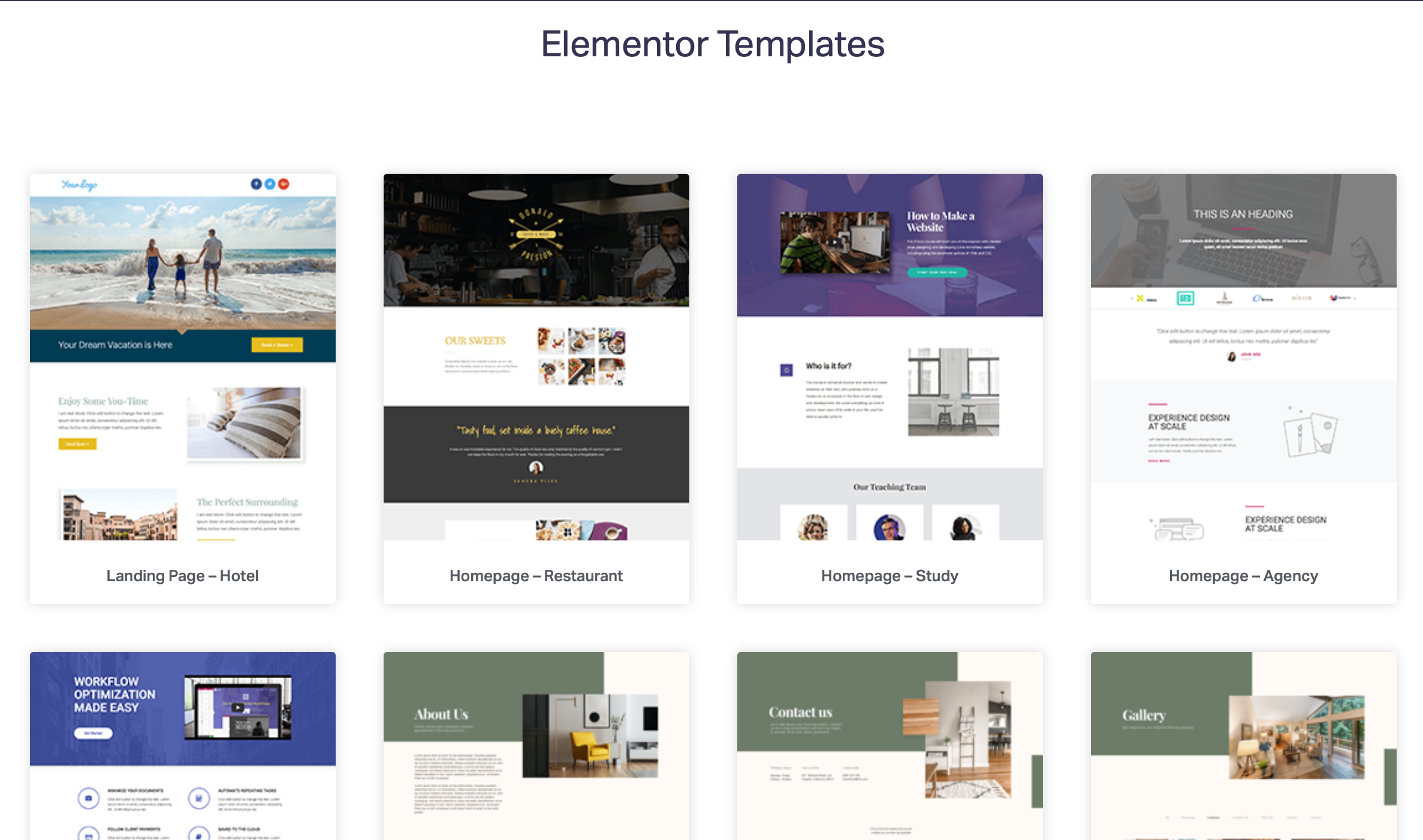 elementor templates
